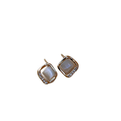Small Square Ear Studs Light Luxury Minority Design Sense
