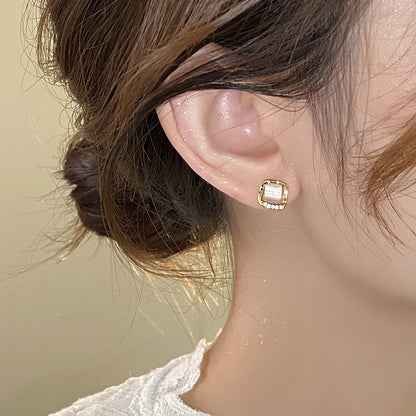 Small Square Ear Studs Light Luxury Minority Design Sense